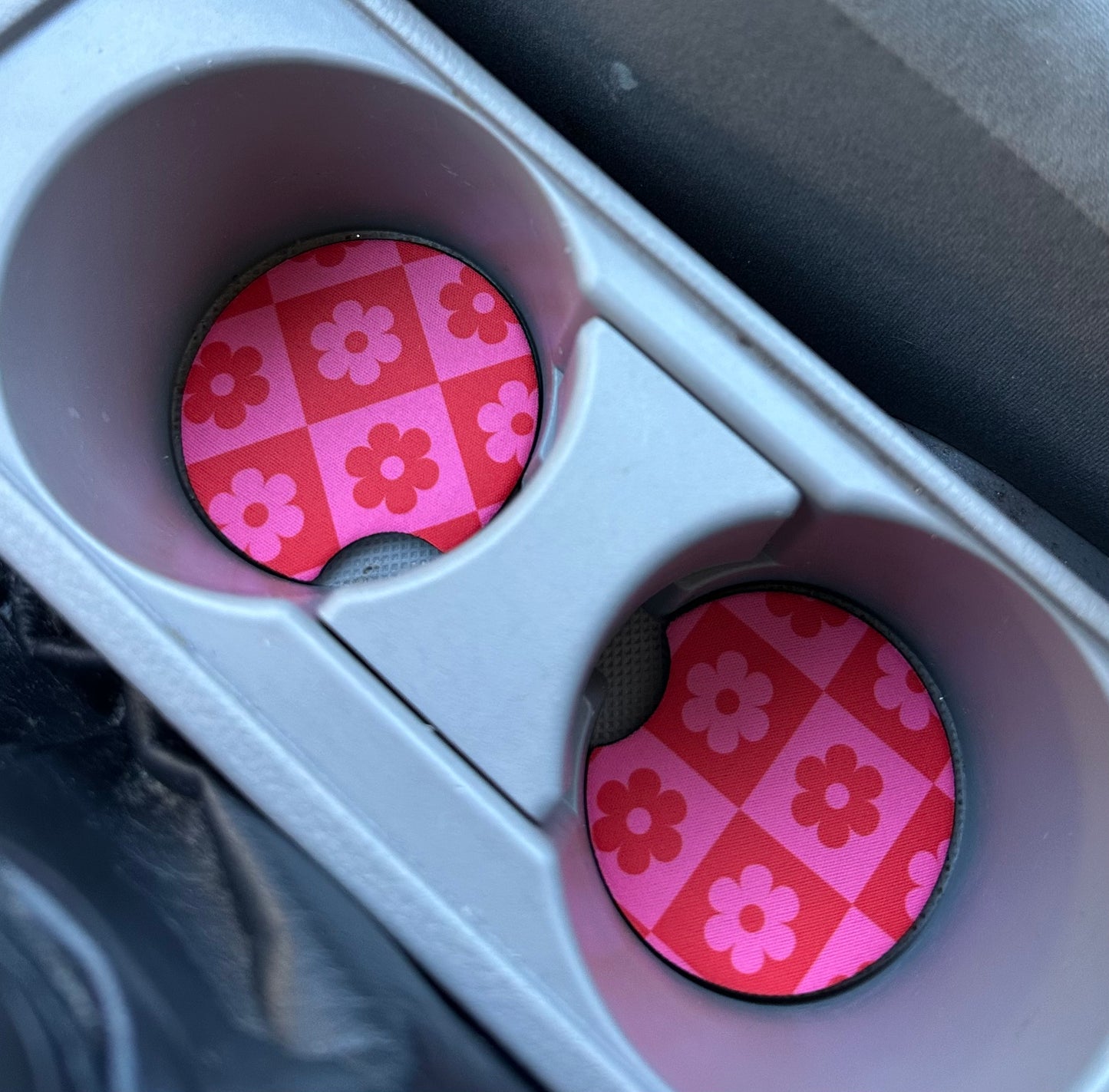 Checkered Floral Coaster Set